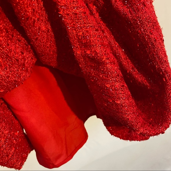 Sister Jane Carina Tweed Puff Sleeve Babydoll Mini Dress in Red size M NWT - Picture 9 of 16